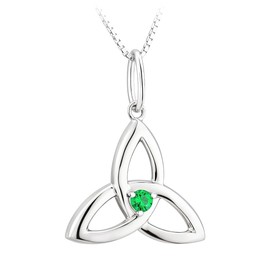Biddy Murphy, Green Crystal Irish Trinity Knot Pendant Necklace for Women, 18 Inch