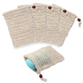 RGQHM 5PCS Soap Bags for Soap Bars, Exfoliating Bar Soap Pouch for Shower, Natural Sisal Fiber Soap Saver Bag, Soap Savers for Bar Soap for Quick Foaming and Drying