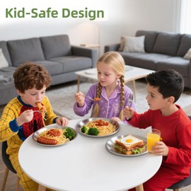 neotidy Stainless Steel Kids Plates (3 Packs), 9 Inches 8/18 Food Grade Metal Plate for Kids Toddlers & Babies, Unbreakable Silver Steel Plates for Camping, Dinner Outdoor Use Dishwasher Safe