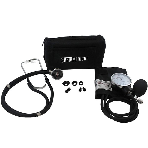 Santamedical Adult Deluxe Aneroid Sphygmomanometer with Stethoscope, Cuff and Carrying case