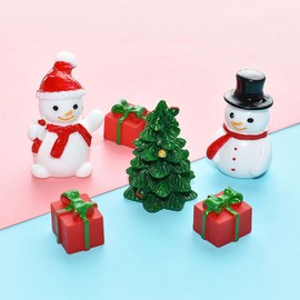 Abaodam Christmas Miniature Ornament Kits, 30 Pcs Christmas Miniature Snowman Christmas Tree Snowman Resin Ornaments for Garden Miniature Scenes Micro Landscape DIY Christmas Crafts
