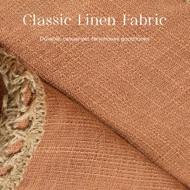 Phantoscope Pack of 2 Farmhouse Decorative Throw Pillow Covers Burlap Linen Trimmed Tailored Edges Orange 18 x 18 Inches, 45 x 45 cm