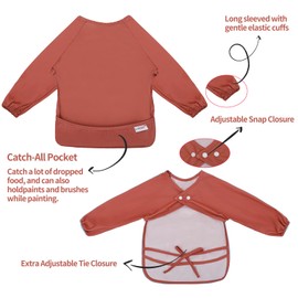 ALVABABY Baby Bibs With Long Sleeves Feeding Bibs Smock for Eating Bavoir Manche Longue Bebe 2 Pieces Waterproof Toddler 6-36 Months 2WDS11-CA