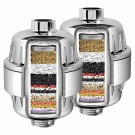 Shower Water Filter 2 Pack- Shower Head Filter for Hard Water - 20 Stage Showerhead Filter - Water Softener to Remove Chlorine and Fluoride,Chrome