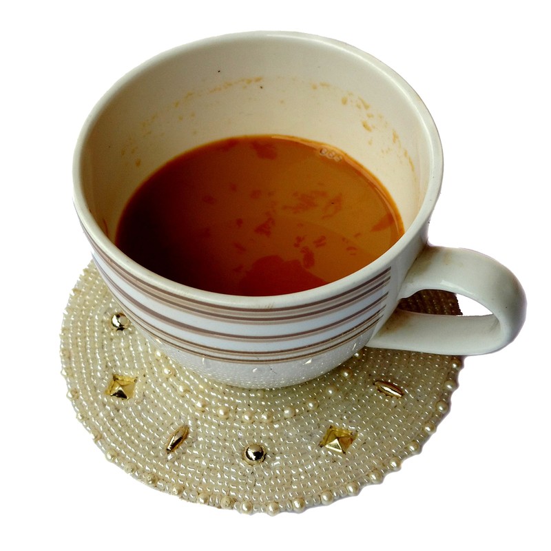 Rastogi Handicrafts Pearl Decor Indian Handmade Beaded Coffee Tea Placemat