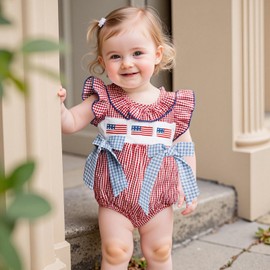 citgeett My First 4th of July Baby Girl Outfit American Flag Romper Onesie Infant Newborn Girl Outfits Clothes Summer (my 1st 4th of july outfit, 0-3 Months)
