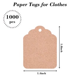 SallyFashion 1000PCS Price Tags with String Attached, Kraft Strung Marking Tags Price Labels Display Tags with String for Jewelry Clothing Tags (1.4" x 1.8")