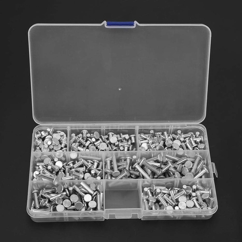 Hilitand 350pcs Solid Rivets Flat Head Aluminum Solid Rivets Multi