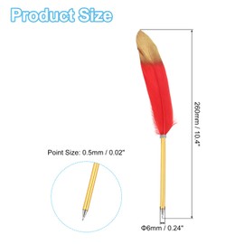 PATIKIL Red Gold Feather Ballpoint Pens Bulk, Metal Holder Black Ink Vintage Quill Writing Pens with 5 Pieces Refill for Office, Wedding Signature, Red Bronze