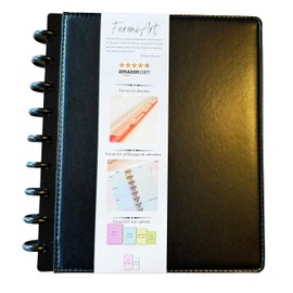 Vegan PU Leather Cover for Classic Size 9-Disc Planners Comes With Free 9 Black Discs. Fits Medium Size Planners, Accessories for NOTIQ Midi 9-Disc (L2), Inkwell Press planners (CoverPUBlack)