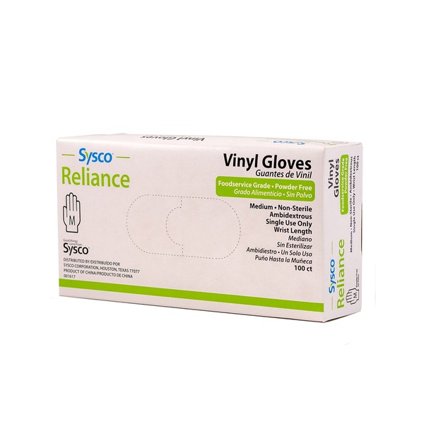 Sysco New Disposable Vinal Gloves Medium 100 Per Box