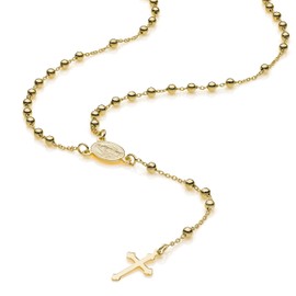 AKA Gioielli® - Rosary Necklace 925 Silver 18 Carat Gold-Plated with Virgin Mary and Cross Pendant for Men and Women, ['Sterling Silver', 'Gold']" or "['Sterling Silver, Gold']