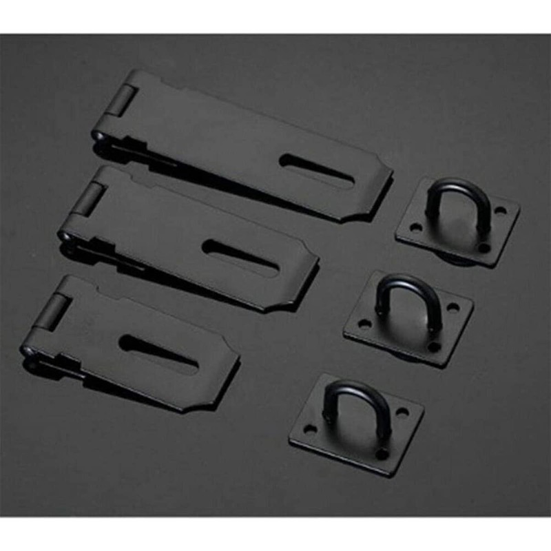 3" Black Heavy Duty Secure Door Latch Hasp and Staple