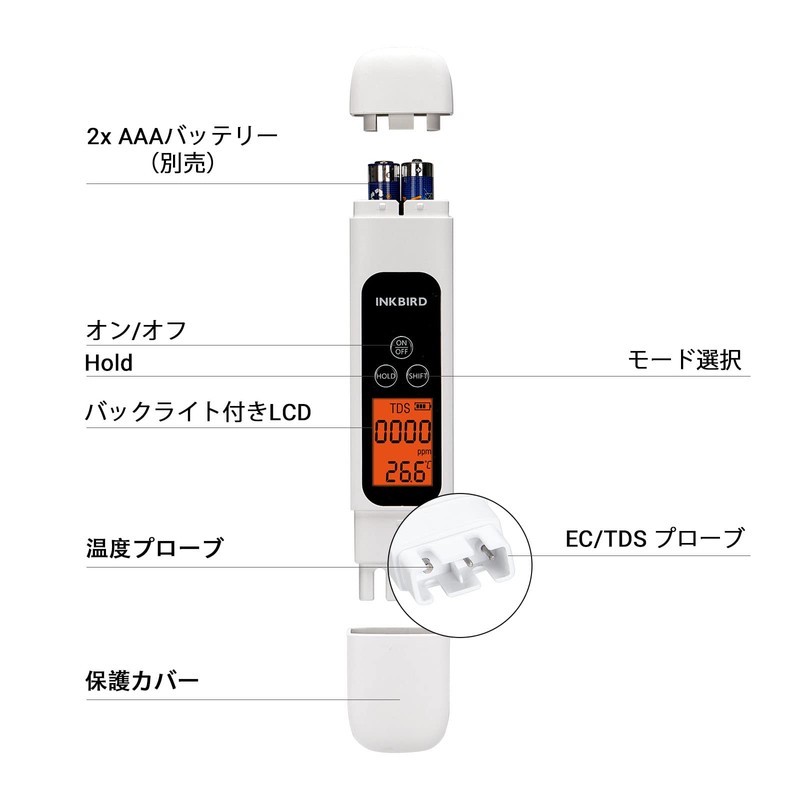 Inkbird ITDS-01 TDS Meter, Water Quality Measurement, EC Meter, Water