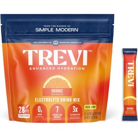 TREVI ™ Electrolitos sin azúcar - Sobres de bebida hidratante en polvo - 28 unidades - Naranja