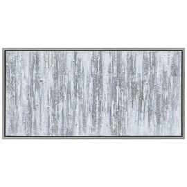 Empire Art Direct Abstract Wall Art Textured Hand Painted Canvas by Martin Edwards, Champagne Frame, 24" x 48", Silver Frequency