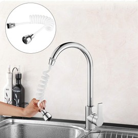MAGT Tap Extension, Kitchen Tap Extended Extension, High Elasticity Faucet, Long Hose, Retractable Foam Water Tap (White)