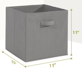 STORAGEIDEAS 11x11 Storage Bins, Set of 10 Storage Cubes, Collapsible Cube Storage Bins, Fabric Closet Organizers with Handles for Home, Office, Closet Shelf Cabinet, Bookcase, Grey