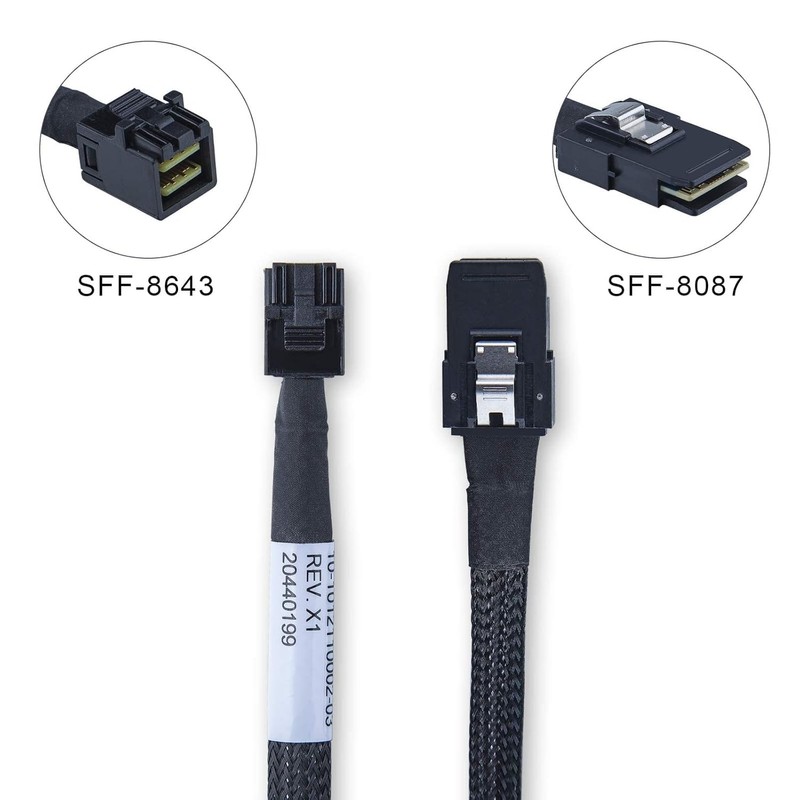 ipolex SFF-8643 to SFF-8087 Internal Mini SAS HD Cable, 100-Ohm,
