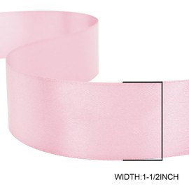 GTYBOVA Double Side 40mm x 91m Ribbon Pink Satin Ribbon 100% Polyester Multiple Colors Available Ideal for Gift Wrapping Crafts Wedding Decor Flower Bouquet