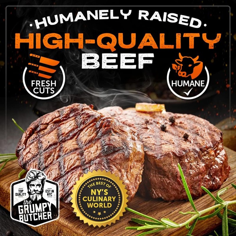 Grumpy Butcher Large Ribeye Steaks, 4 Pack (12 oz each)