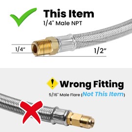 Aekops Manguera de propano RV de 15 pulgadas con calibre, paquete de 2 mangueras de propano RV de repuesto para regulador de dos etapas, manguera de propano trenzada de acero inoxidable con entrada