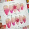 30Pcs Flower Press on Nails Long Almond Fake Nails Summer