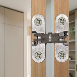 Miayaya 4 Pack Hidden Hinges for Doors Invisibl Hinge 0.5 Inch Zinc Alloy 180 Degree Cross Hinge for Folding Door Wooden Door Cabinet Door