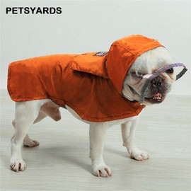 Petsyards Pet Raincoat Packable Hooded Dog Rain Jacket Reflective Strips Lightweight Adjustable Poncho for Small Medium Large Dogs Orange S