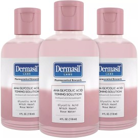 Dermasil 3 pk DERMASIL Labs Glycolic Acid Toning Solution 4 Fl oz  Witch Hazel Rose Water