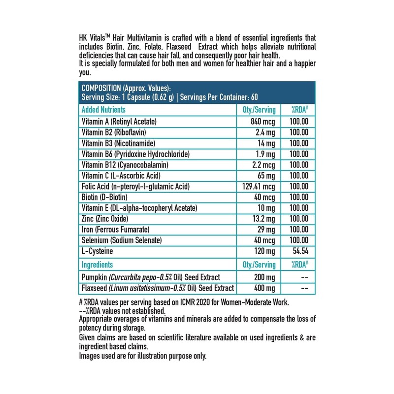 Miri Miri HK Vitals Hair Multivitamin with DHT Blockers, Omega