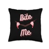 Bite Me Vampire Teeth with Blood Drops Throw Pillow