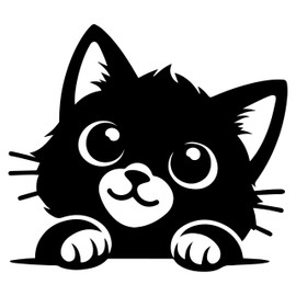 Cute Pet Cat Peeking Waterproof Vinyl Sticker - Wall Decal, Laptops, Car, Water Bottles, Motorbikes, Vans, Fun Gifts (14cm x 12.5cm (5.5" x 4.9"))