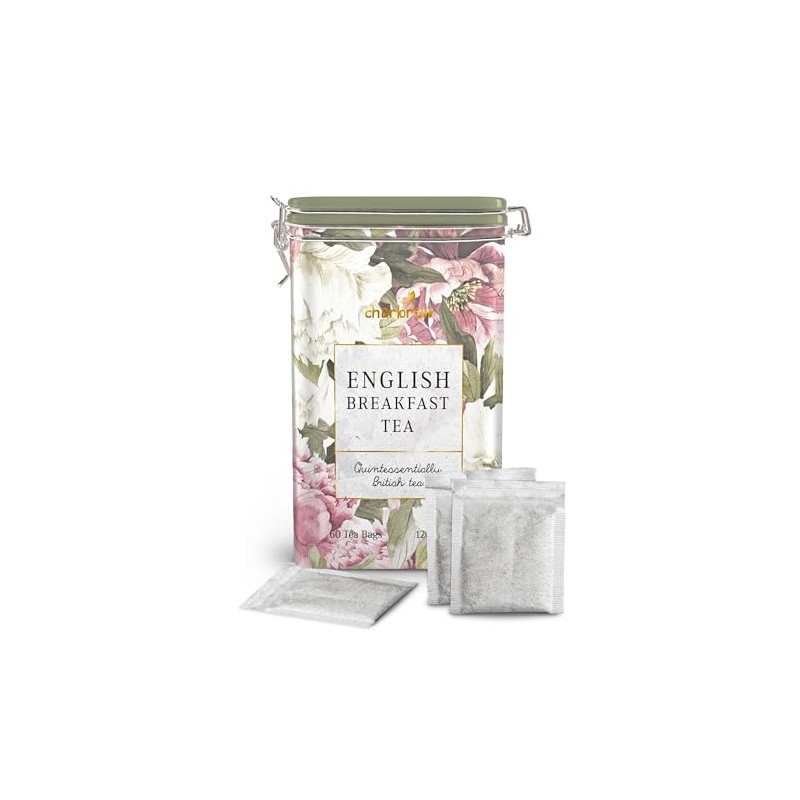 Charbrew Spring Floral English Breakfast Metal Tea Tin Caddy Gift