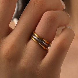 Interlocking Stackable Rings for Women Link Ring that Don't Tarnish 14K Dainty Stackable Thumb Knuckle Cute Ring