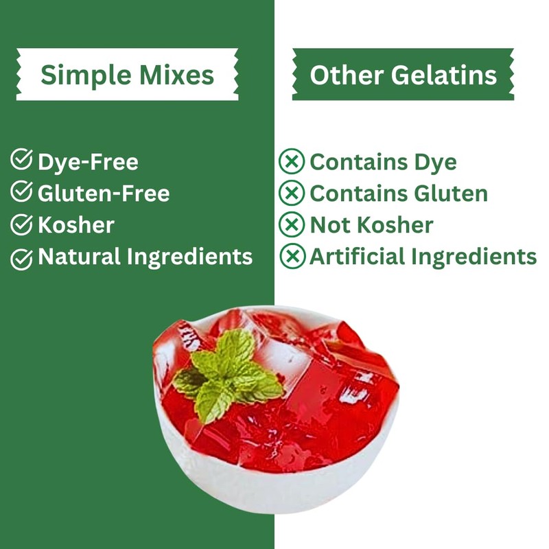 Simple Mixes Natural Gelatin Dessert, Raspberry, Healthy Snack, Dye-Free, No