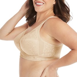 PLAYTEX Womens 18 Hour Comfort-strap Wireless Bra, Full-coverage With 4-way Trusupport, Single & 2-pack Bras, Natural Beige, 50DDD US