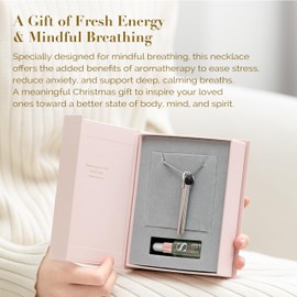 Breathe Deeply Moon Phase Breathing Necklace – Silver Pendant with Fresh Eucalyptus Oil Blend & Lava Stone | Aromatherapy for Relaxation, Stress Relief & Relaxation Aid | Ideal Xmas Gift for Him & Her