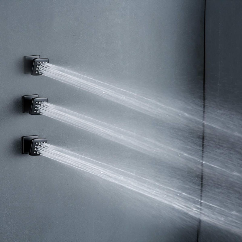 RANDOM Matte Black Shower Body Spray Jets,Brass Square Shower Body