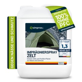 simprax® Tent Waterproofing Spray - Certified Eco-Friendly, UV-Stable & Biodegradable Waterproof Spray | Made in Germany | Waterproofing Spray Enhances Water-Repellency for Tent & Technical Textiles