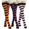 BABAHU Ladies Extra Long Cotton Striped Thigh High Socks, ZZ-02
