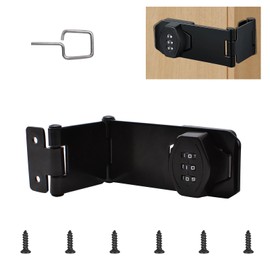 UFURMATE Door Hasp Locks, 1 Piece Black Zinc Alloy Cabinet Password Hasp Locks 180 Degree Twist Knob Keyed Locking Hasp Coded Cabinet Lock for 90 & 180 Degree Angle Mounting