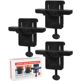 Cabinet Door Positioner Tools, 3Pack Adjustable Cabinet Door Installation Positioner Mounting Jig for Most Cabinet Doors Attaching Hinges, Quick-Install Thickened ABS Installation Clamp