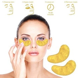 Limón  Parches para Ojos-Máscaras de colágeno de 24 K en polvo de oro, antienvejecimiento, elimina bolsas, antiarrugas, hidratante, blanqueante,...   