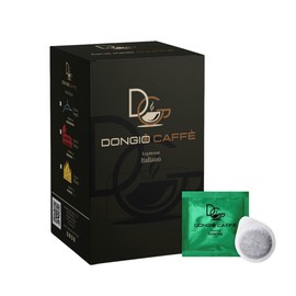 Dongiò Caffè Espresso Venezia (decaffeinated), ESE 44mm Pods, Blended and Roasted in Italy – 50 Single-Serve Coffee Pods, Med-Dark Roast (Intensity 8/10)