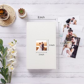 potricher Small Photo Album 4x6 300 Photos Leather Cover Picture Book with 300 Horizontal Pockets for Family Wedding Anniversary and Baby (White)