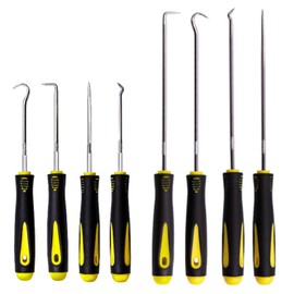Amazleer 8Pcs Precision Pick and Hook Set, Pick Set, Tool Hooks Removal for Oil Seals, O-Rings, Gaskets Ideal for Mechanics, Automotive Work, and Wire Separation (4Pcs Long 4Pcs Short)