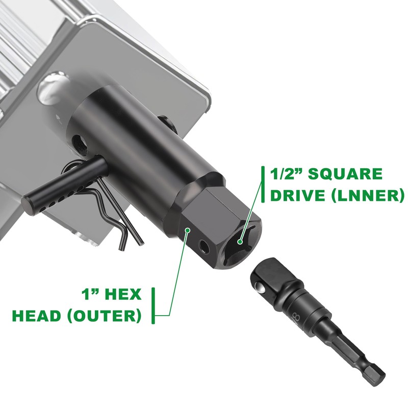 WYNNsky Heavy-Duty Trailer Jack Drill Adapter, Used with 1/2’’ Drive