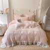 Ruffled Bedding Bow Duvet Cover -Twin Size Pink Chic Lace