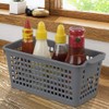 Bblina 3-Pack Small Grey Plastic Baskets for Kitchen Cupboard Storage